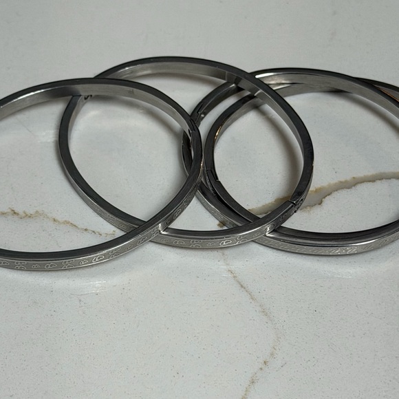 Silver Bangle Bracelets Set - Picture 3 of 3
